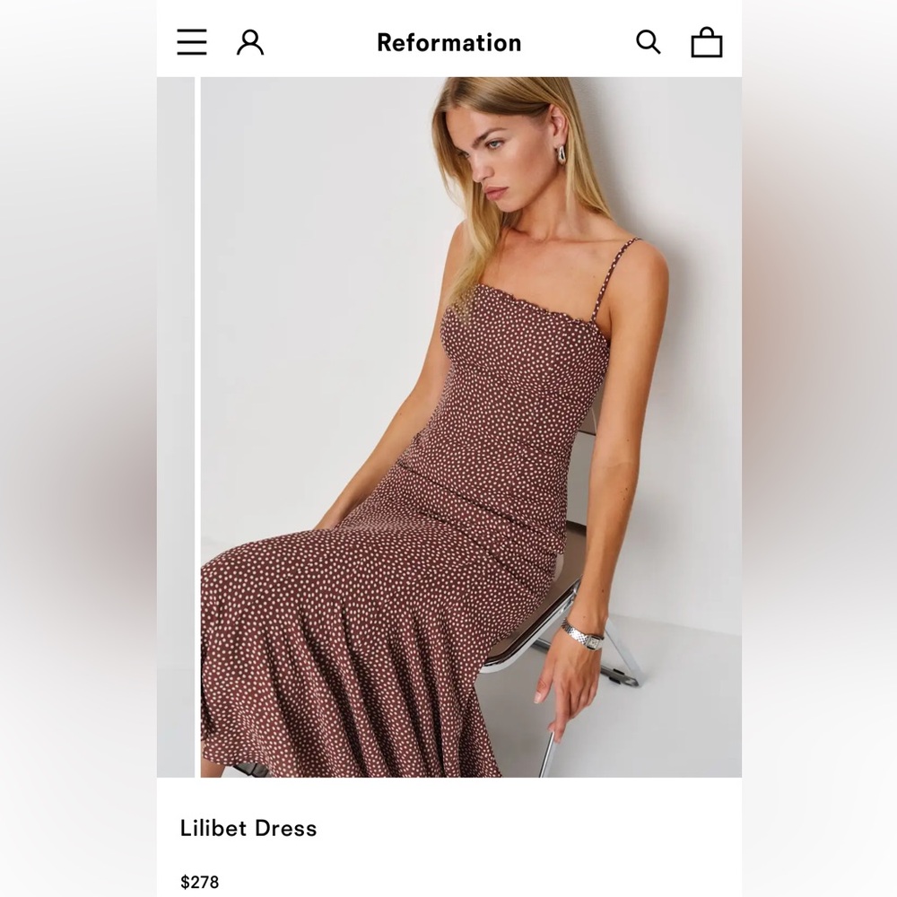 Reformation Brown Patterned Midi Dress - Picture 10 of 10